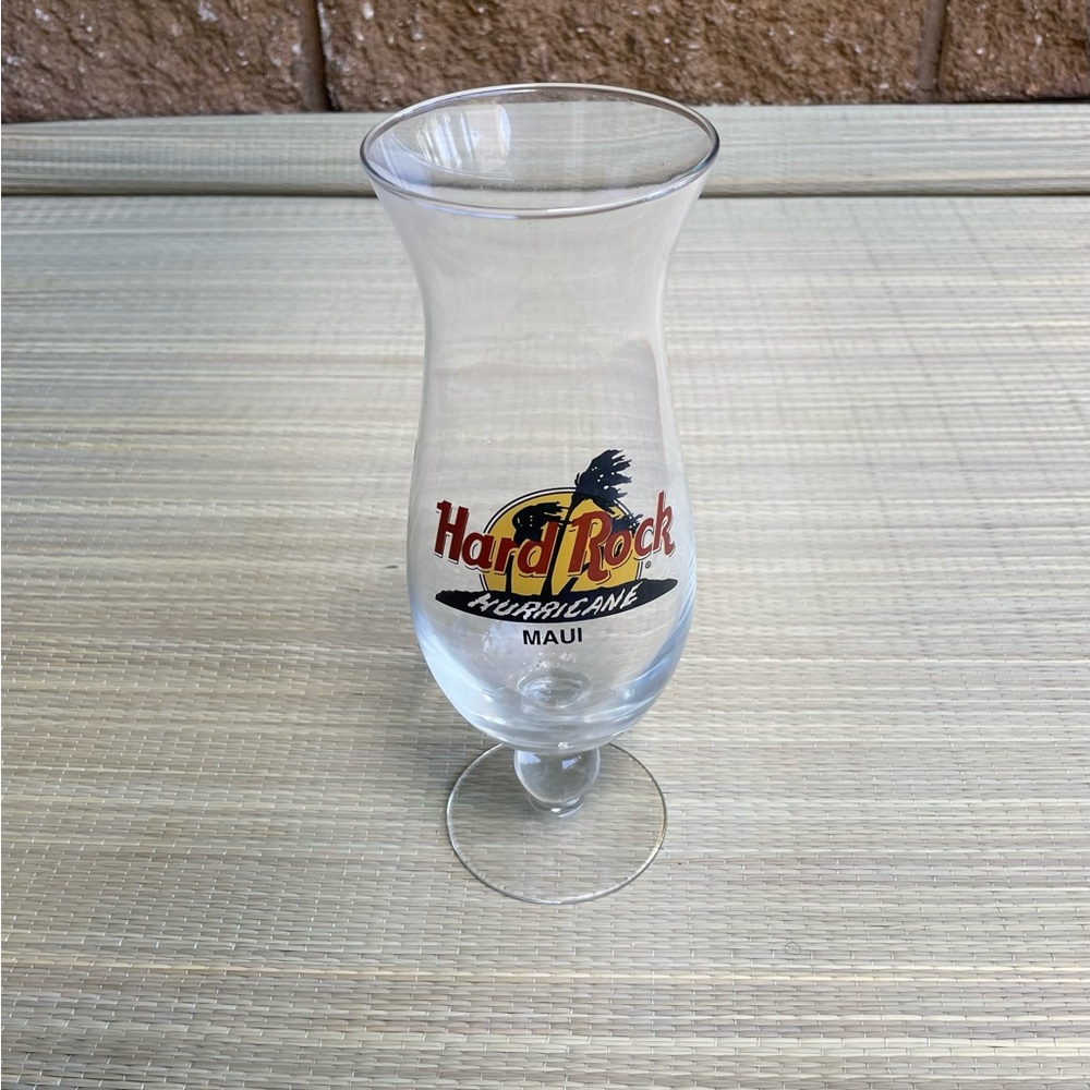 Hard Rock Cafe Maui Hurricane Glass - Clear with Red and Black Logo